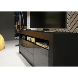 Tv Unit Shine 160Cm - Black With Gloss Doors - thumbnail 4