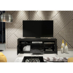 Tv Unit Shine 160Cm - Black With Gloss Doors - thumbnail 7