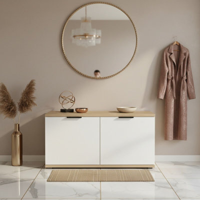 Clif St 100 Modular Hallway Storage Cabinet Space Saving Entrance System In Artisan Oak And White - image 1