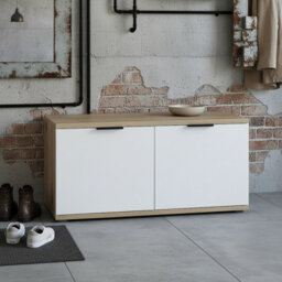 Clif St 100 Modular Hallway Storage Cabinet Space Saving Entrance System In Artisan Oak And White - thumbnail 3