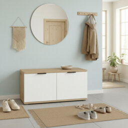 Clif St 100 Modular Hallway Storage Cabinet Space Saving Entrance System In Artisan Oak And White - thumbnail 2