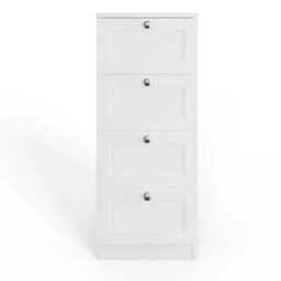 Matt White 4 Drawer Chest Panelled Front Deep Storage Modern - thumbnail 4