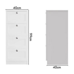 Matt White 4 Drawer Chest Panelled Front Deep Storage Modern - thumbnail 2