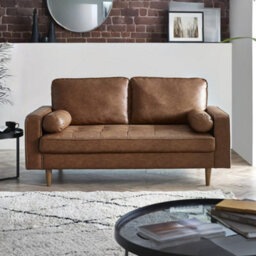 Oakham Henley 2 Seater Sofa In Brown Faux Leather - thumbnail 2