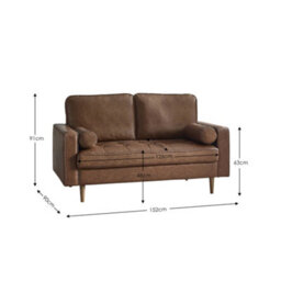 Oakham Henley 2 Seater Sofa In Brown Faux Leather - thumbnail 3