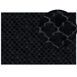 Beliani Faux Fur Rug Gharo Black 160 X 230 Cm - thumbnail 1
