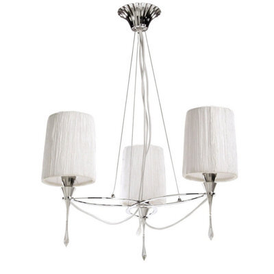 Luminosa Lighting Luminosa Lucca Pendant 3 Light E27, Polished Chrome With White Shades & Clear Crystal - image 1