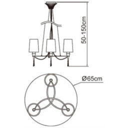 Luminosa Lighting Luminosa Lucca Pendant 3 Light E27, Polished Chrome With White Shades & Clear Crystal - thumbnail 7