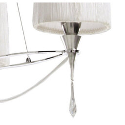 Luminosa Lighting Luminosa Lucca Pendant 3 Light E27, Polished Chrome With White Shades & Clear Crystal - thumbnail 6