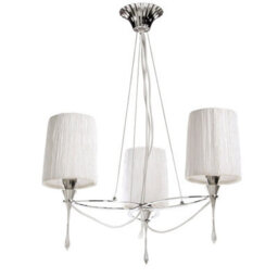 Luminosa Lighting Luminosa Lucca Pendant 3 Light E27, Polished Chrome With White Shades & Clear Crystal - thumbnail 1