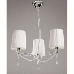 Luminosa Lighting Luminosa Lucca Pendant 3 Light E27, Polished Chrome With White Shades & Clear Crystal - thumbnail 2