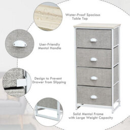 Gainoom Chest Of Drawers With 4 Drawers Home Storage Organizer Unit White - thumbnail 8