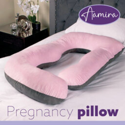 Aamira J Shaped Pregnancy Pillow Pink & Dark Grey, 140X70X20Cm Shredded Memory Foam Full Body Maternity Cushion For Sleeping - thumbnail 9
