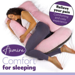 Aamira J Shaped Pregnancy Pillow Pink & Dark Grey, 140X70X20Cm Shredded Memory Foam Full Body Maternity Cushion For Sleeping - thumbnail 4