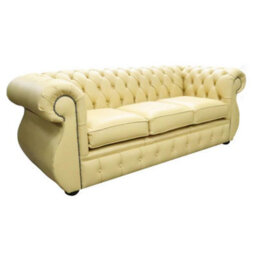 Chesterfield Handmade 3 Seater Sofa Shelly Deluca Yellow Leather In Kimberley Style - thumbnail 2