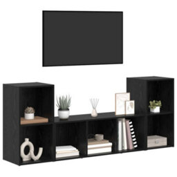 Berkfield Tv Cabinet Set 3 Pcs Black 107 X 35 X 37 Cm Engineered Wood - thumbnail 3