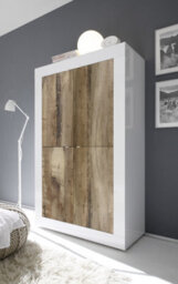 FurniComp LTD Furnicomp Selene 4 Door White Gloss And Pero Oak Tall Sideboard/highboard - thumbnail 1