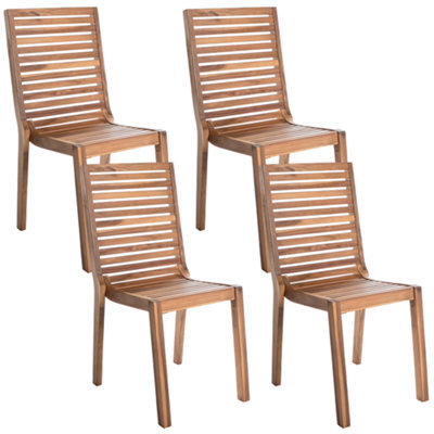 Beliani Set Of 4 Garden Chairs Ombriano Certified Acacia Wood Light Brown - image 1