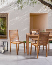 Beliani Set Of 4 Garden Chairs Ombriano Certified Acacia Wood Light Brown - thumbnail 2