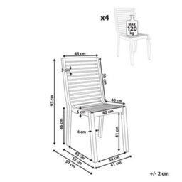 Beliani Set Of 4 Garden Chairs Ombriano Certified Acacia Wood Light Brown - thumbnail 3
