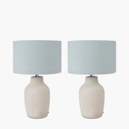Pacific Lifestyle Set Of 2 Kai Duck Egg Textured Tall Ceramic Table Lamp - thumbnail 4