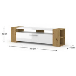 Arte Livia Tv Cabinet 160Cm White - Crisp Modern Media Unit With Pull-Down Door And Shelves For Light, Airy Interiors - thumbnail 3