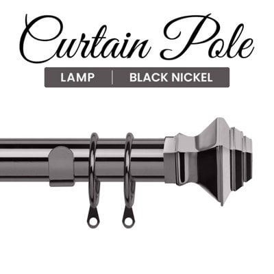 Ameha Curtain Metal Pole Extendable Curtain Rod,lamp Finials, Ring,brackets And Fitting Set (120-210Cm, 48''- 84'',black Nickel) - image 1