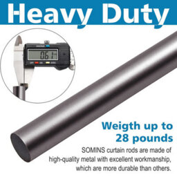 Ameha Curtain Metal Pole Extendable Curtain Rod,lamp Finials, Ring,brackets And Fitting Set (120-210Cm, 48''- 84'',black Nickel) - thumbnail 8