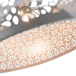 Happy Homewares Moroccan Designed Soft Grey Metal Pendant Light Shade With Floral Decoration - thumbnail 3