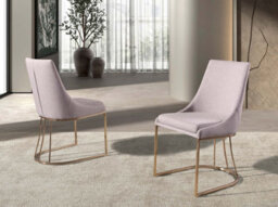Angel Cerda Stylish Grey Fabric Dining Chair With Rose Gold Legs - thumbnail 2