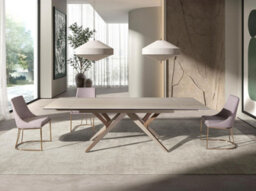 Angel Cerda Stylish Grey Fabric Dining Chair With Rose Gold Legs - thumbnail 3