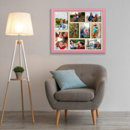 AK Frames 20X16 Pastel Pink Sleek Multi Photo Frame With Ivory Mount - Holds 9 Apertures (2X) 7X5, (7X) 6X4 Photos - thumbnail 3