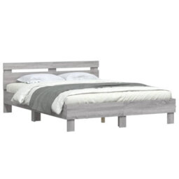 Berkfield Bed Frame Without Mattress Grey Sonoma 140X190 Cm - thumbnail 4