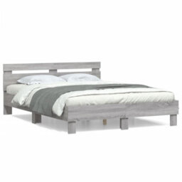 Berkfield Bed Frame Without Mattress Grey Sonoma 140X190 Cm - thumbnail 2