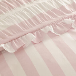 Catherine Lansfield Seersucker Frill Stripe King Duvet Cover Set With Pillowcases Pink - thumbnail 4