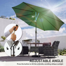 Outsunny 2.7 M Garden Parasol Umbrella With Cross Base, Sandbag, Green - thumbnail 8