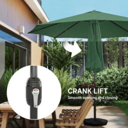 Outsunny 2.7 M Garden Parasol Umbrella With Cross Base, Sandbag, Green - thumbnail 9