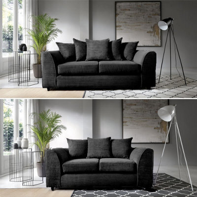 SquareBoxx Lennox Black Sofa Set 3 Seater + 2 Seater - image 1