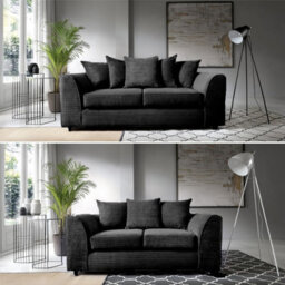 SquareBoxx Lennox Black Sofa Set 3 Seater + 2 Seater