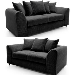 SquareBoxx Lennox Black Sofa Set 3 Seater + 2 Seater - thumbnail 3