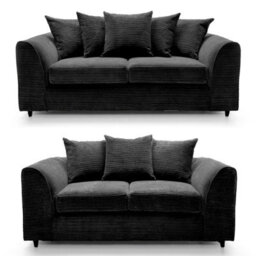 SquareBoxx Lennox Black Sofa Set 3 Seater + 2 Seater - thumbnail 2