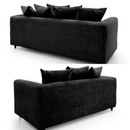 SquareBoxx Lennox Black Sofa Set 3 Seater + 2 Seater - thumbnail 4