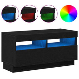 Berkfield Tv Cabinet With Led Lights - Black Oak, 80X35X40 Cm, Made Of Engineered Wood - thumbnail 4