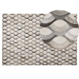 Beliani Rug Kirca Beige 140 X 200 Cm Leather
