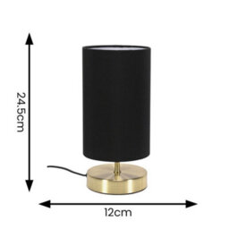 Valuelights Francis Pair Of Gold Touch Table Lamps With Black Shade - thumbnail 7