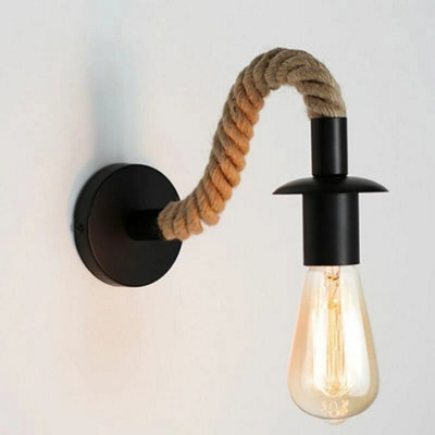 2Pcs Industrial Wall Light Sconce Fixture Hemp Rope Retro Wall Lamp Bedroom E27 - image 1