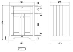 Old London Floor Standing 2 Door Basin Unit 600mm-Timeless Sand - thumbnail 2