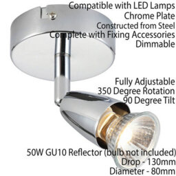Led Adjustable Ceiling Spotlight Chrome Plate Single Gu10 Dimmable Downlight - thumbnail 2