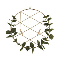 Lighting Collection Kota Gold & Green Wire Grid With Led Lights & Leaves - thumbnail 2