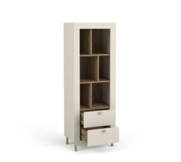 Arte Mossa Elegant Bookcase In Cashmere & Oak - W600mm X H1690mm X D400mm - thumbnail 2
